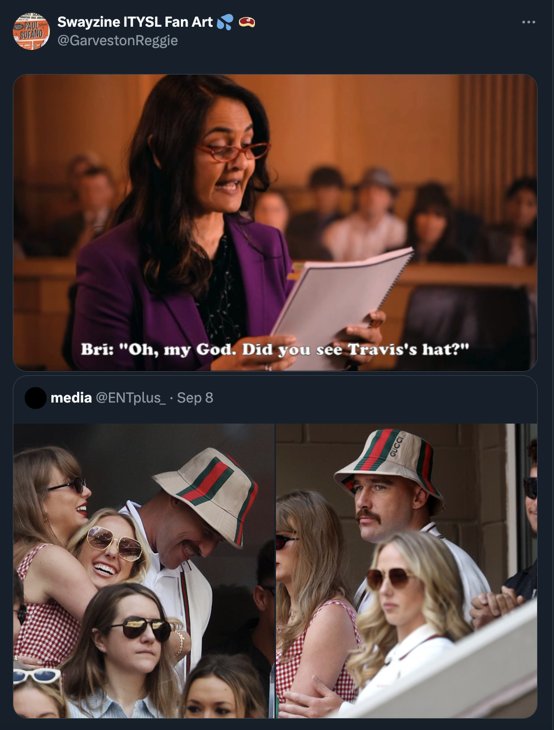 brian's hat - Swayzine Itysl Fan Art Reggie Bri "Oh, my God. Did you see Travis's hat?" media Sep 8